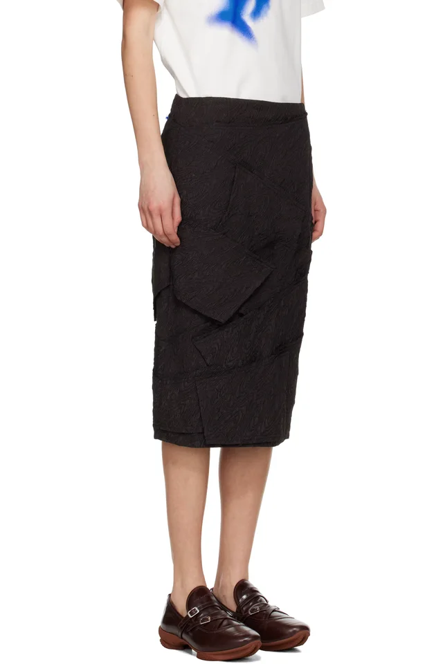 ADER error Black Raw Edge Midi Skirt, photo 2 of 4 from SSENSE