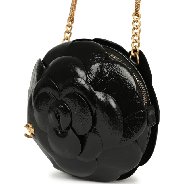 Chanel Camellia Round Clutch in Black Calfskin from Madison Avenue Couture, photo 6 of 10