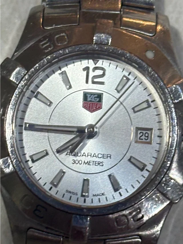 TAG Heuer Silver Dial Aquaracer Watch With Red Logo in silver|gray from Poshmark