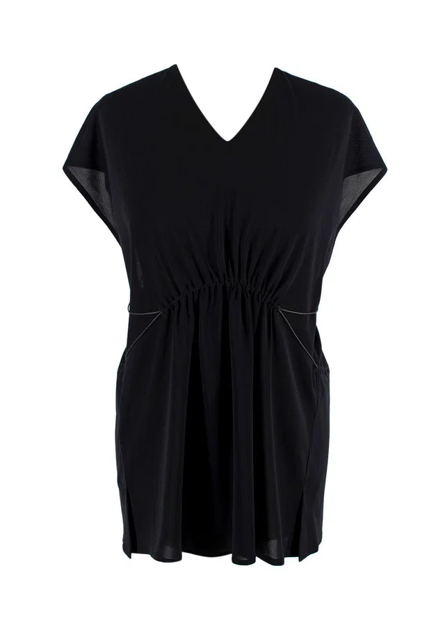 Alaïa Black Crepe Ruched Blouse in Black from HEWI