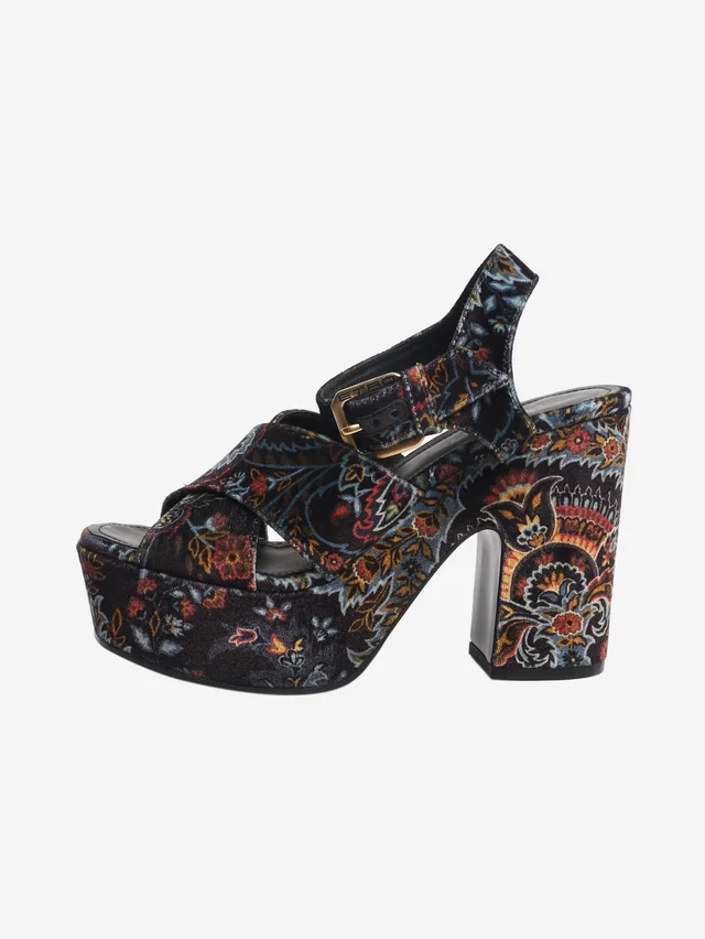 Etro Multicolour paisley platform sandals - size EU 38 in Suede from Sign of the Times