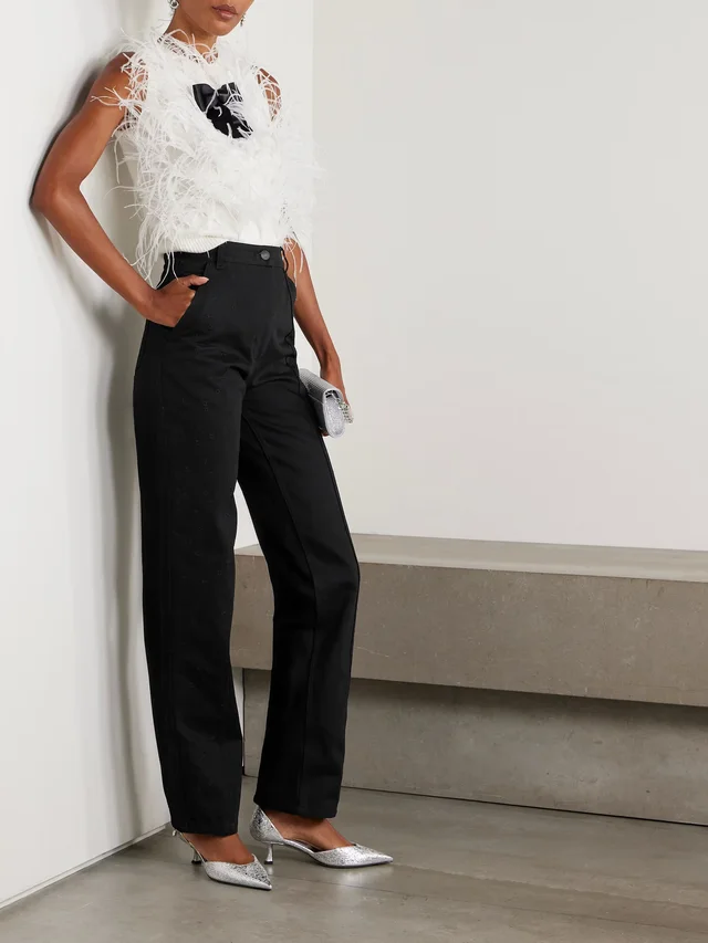 CECILIE BAHNSEN Bliss embroidered cotton-gabardine straight-leg pants in Black, photo 2 of 2 from NET-A-PORTER (Canada)