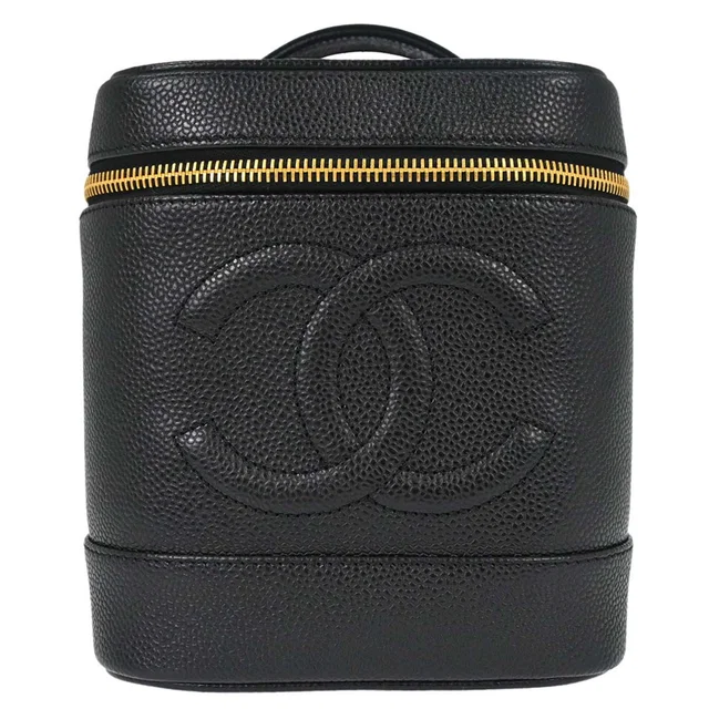 Chanel 2000-2002 Black Caviar Skin Timeless Vanity Handbag in Black Caviar leather from AMORE Vintage Tokyo