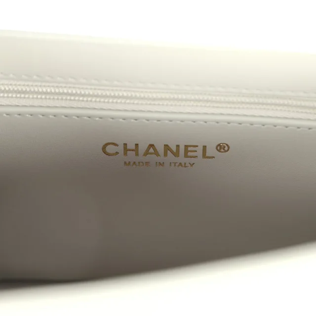 Chanel Small Preppy Coco Flap Bag Light Green Shiny Caviar Brushed Gold Hardware in Green Caviar leather from Madison Avenue Couture, photo 9 of 10