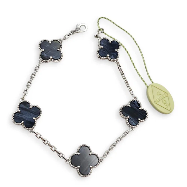 Van Cleef & Arpels Vintage Alhambra, 5 Motifs Bracelet in Blue in Blue from LuxLexicon