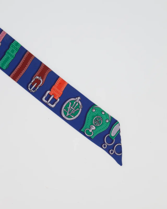 Hermès Harnais Des Presidents Silk Twilly in Blue in Blue Silk from Sellier, photo 5 of 5