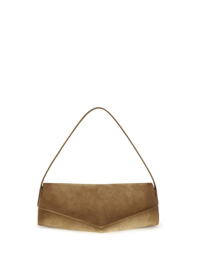 Jil Sander Kante Shoulder Bag — Brown Suede in Brown Suede from HEWI