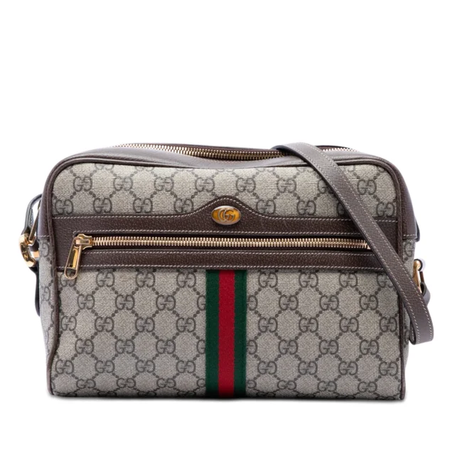 Beige Gucci GG Supreme Ophidia Crossbody in Beige Coated canvas from Designer Revival