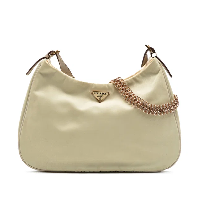 Brown Prada Tessuto Chain Shoulder Bag in Brown Nylon from Designer Revival