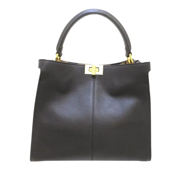 Black Fendi Peekaboo X Lite Medium Satchel in Black Leather from Designer Revival