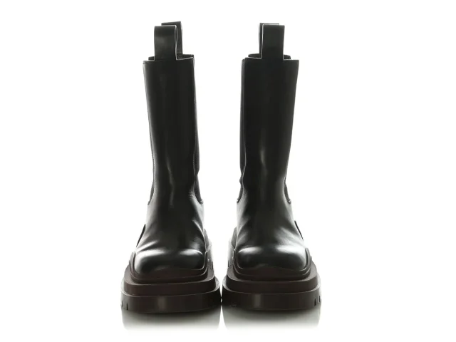Bottega Veneta Black and Brown Stretch Chelsea Boots in Black Leather from Ann's Fabulous Finds, photo 2 of 6