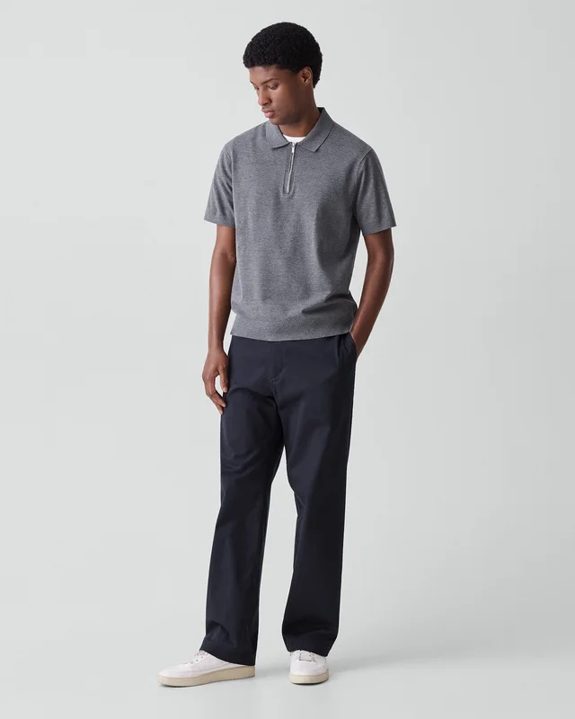 Theory Quarter-Zip Polo Shirt in Light Bilen in MEDIUM GREY 62% Viscose, 38% Polyester; Exclusive Of Elastic, photo 5 of 12 from Theory
