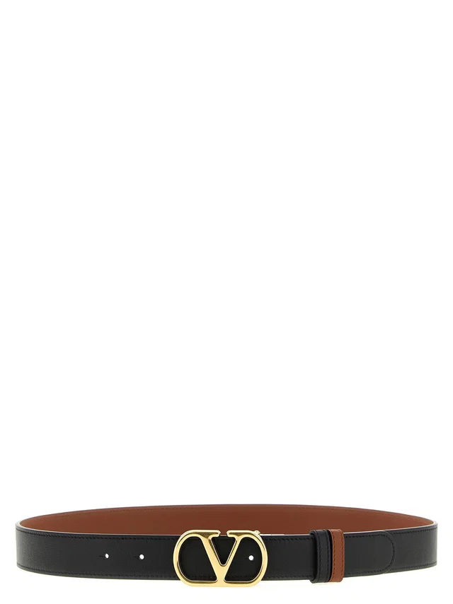 Valentino Garavani Vlogo Belt — Black in Black Calfskin from HEWI
