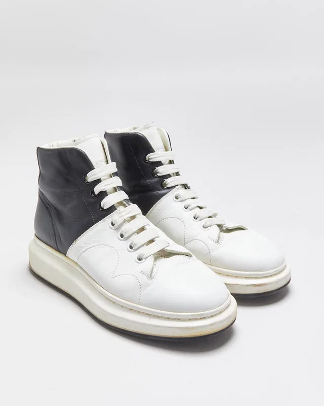 2021 Alexander Mcqueen Calfskin Leather Colourblock Exaggerated Sole High Top Trainers - UK7 in Calfskin from Rokit Vintage