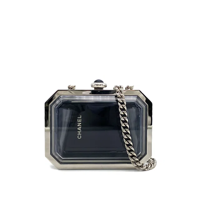 Chanel Premiere Chain Shoulder Bag Logo Clear Silver Acrylic Silver Hardware B15C in Silver Resin from Luxury Promise
