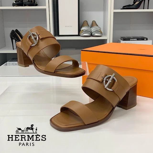 Hermès Sandals Brown in Brown Leather from The Reluxe