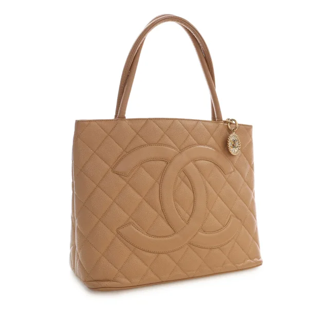 Beige Chanel Caviar Medallion Tote in Beige Caviar leather from Designer Revival, photo 3 of 15