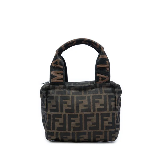 Brown Fendi Mini Zucca Canvas Handbag in Brown Canvas from Designer Revival