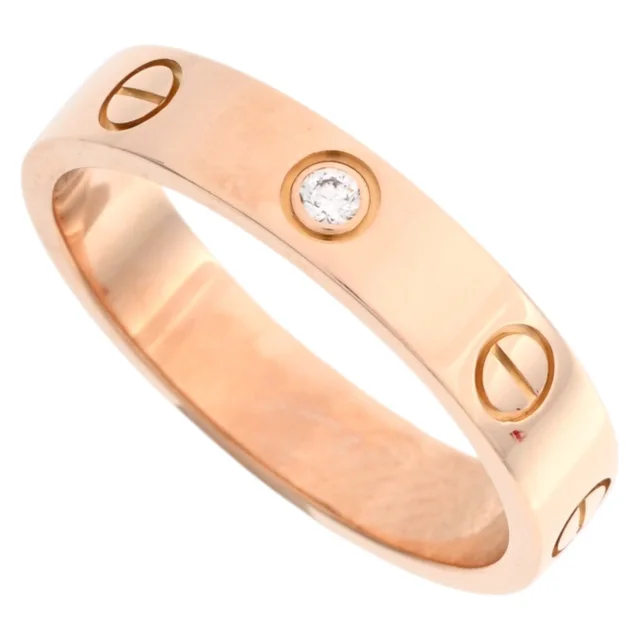 Cartier 18K Diamond Love Ring SM #53 Pink Gold in Pink from VINTAGE QOO TOKYO
