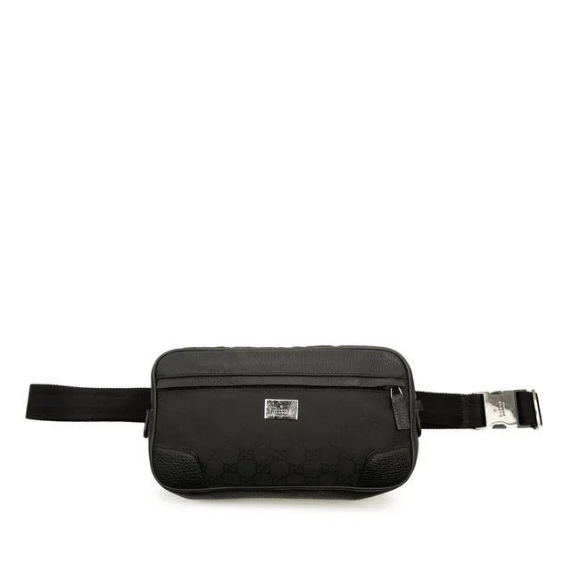 Black Gucci GG Nylon Waist Sling Bag in Black Nylon from Designer Revival