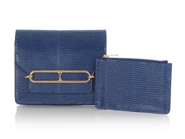 Hermès Bleu Saphir Shiny Lizard Roulis Wallet in Blue Lizard from Ann's Fabulous Finds, photo 1 of 1
