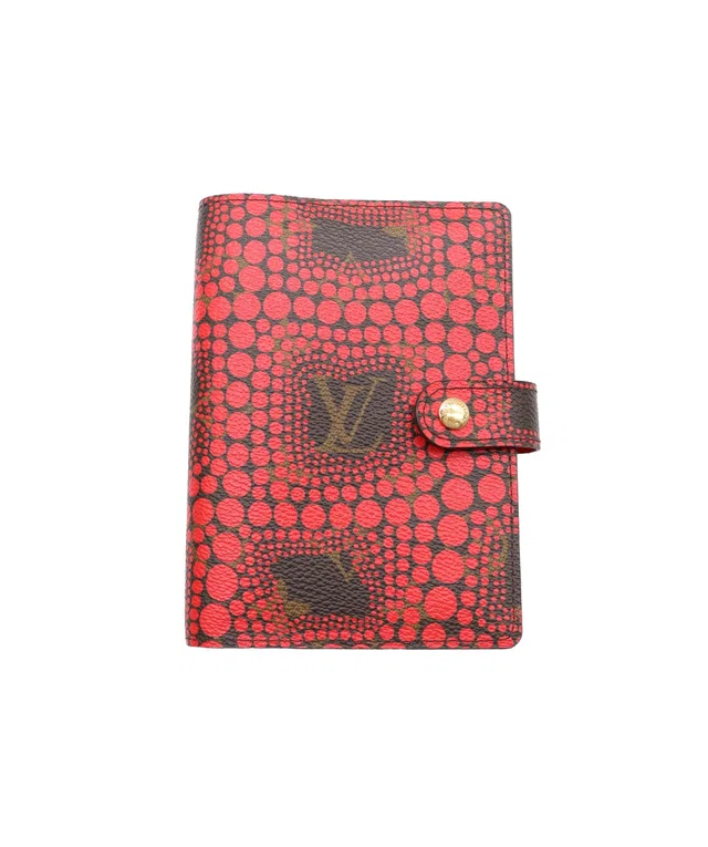 Yayoi Kusama Agenda PM Day Planner Cover Red R21132 LV Auth 88054 in Red Coated canvas from Luxury Promise
