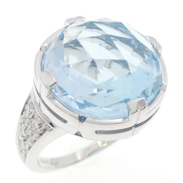 Bvlgari Parentesi Cocktail 750 White Gold Blue Topaz Diamond Ring Size 8 in White from LuxUness