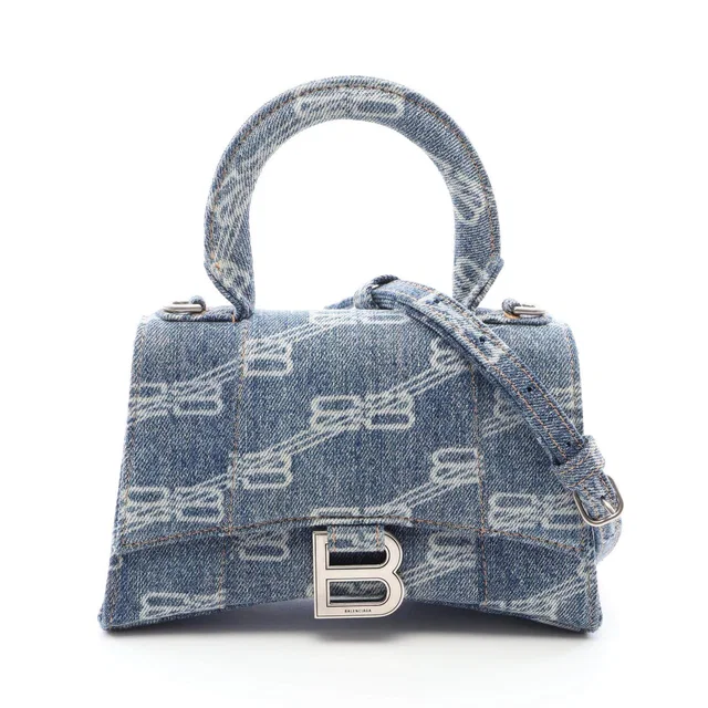 Balenciaga Hourglass XS BB Monogram Denim 2way Bag in Denim from LuxUness