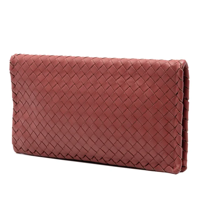 Red Bottega Veneta Nappa Intrecciato Turn Lock Clutch in Red Nappa leather from Designer Revival, photo 2 of 2
