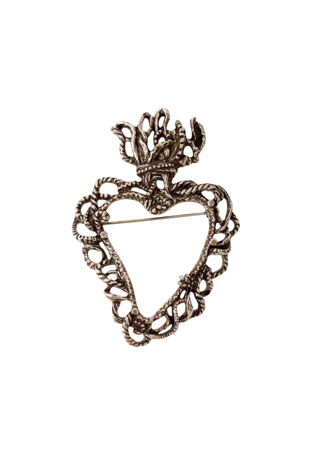 Christian Lacroix 1997 Limited Edition Silver Sacred Heart Brooch in Silver from Recess LA