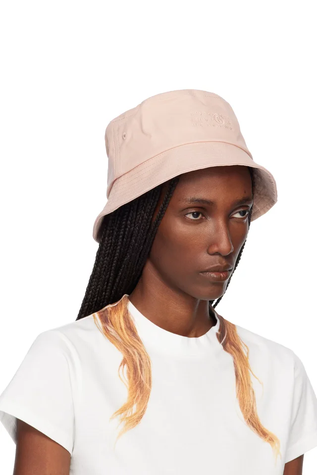 MM6 Maison Margiela Pink Cotton Canvas Bucket Hat, photo 2 of 3 from SSENSE