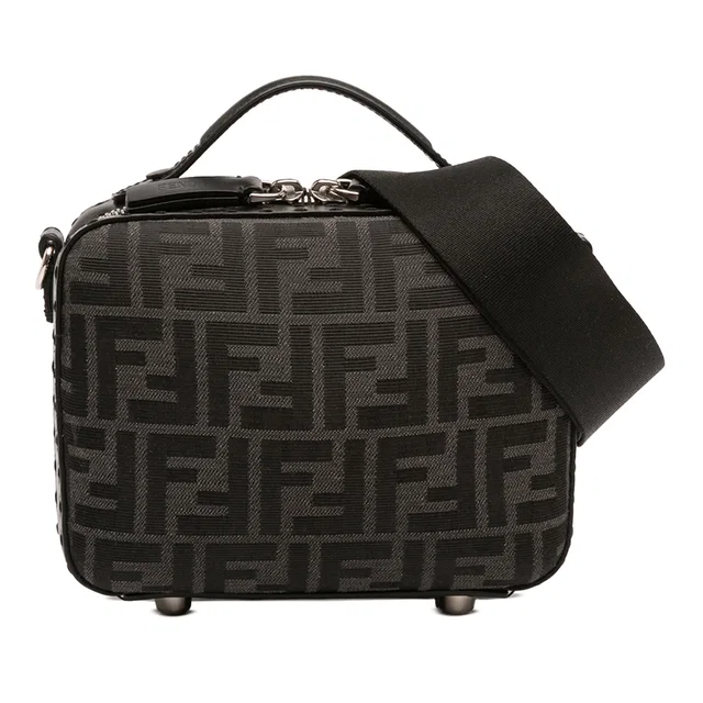 Black Fendi Mini Zucca Canvas Suitcase Bag Satchel in Black Canvas from Designer Revival