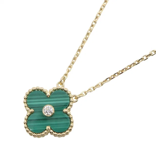 Van Cleef & Arpels Necklace Vintage Alhambra Malachite 42 Diamond 18k from The Reluxe