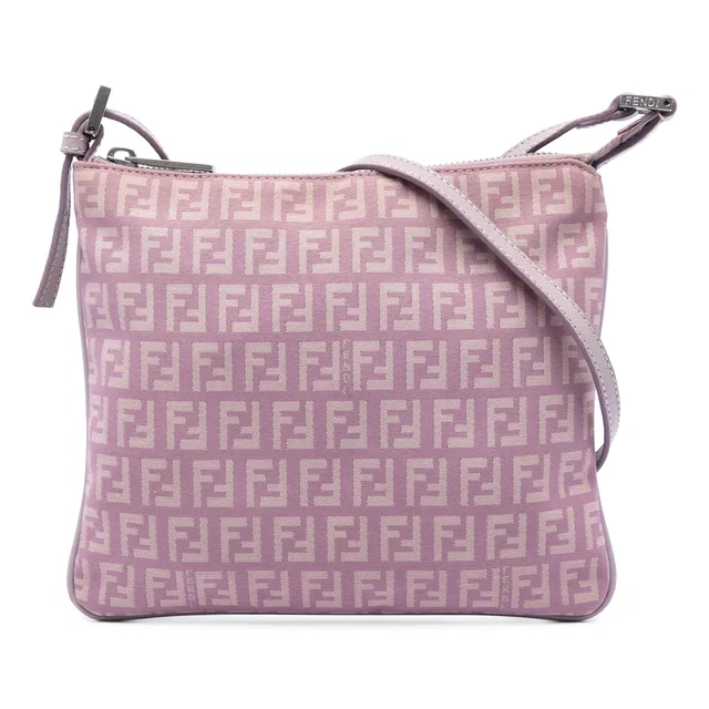 Pink Fendi Zucchino Canvas Crossbody in Pink Canvas from Designer Revival