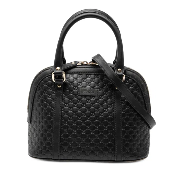 Black Gucci Mini Microguccissima Dome Satchel in Black Leather from Designer Revival