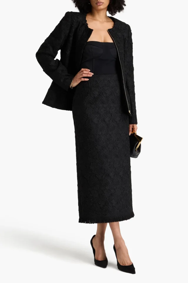 Oscar de la Renta Guipure Lace Tweed Maxi Pencil Skirt, photo 2 of 4 from THE OUTNET