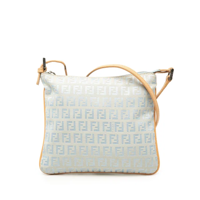 Blue Fendi Zucchino Canvas Crossbody in Blue Canvas from Designer Revival