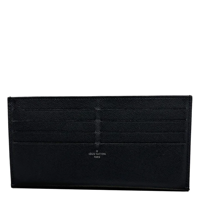 Louis Vuitton Flat Calfskin Leather Card Holder Black in Black Calfskin from Dallas Designer Handbags