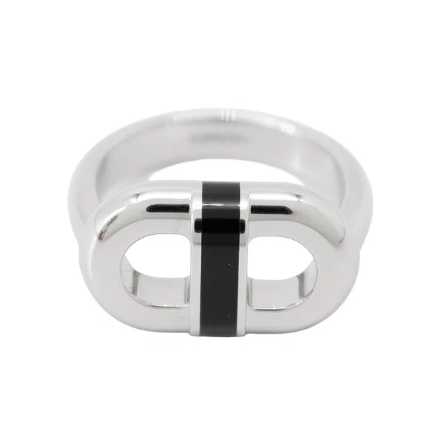 Hermès Mayon Ring Size 56 Silver/Black Metal in Black from GALLERY RARE