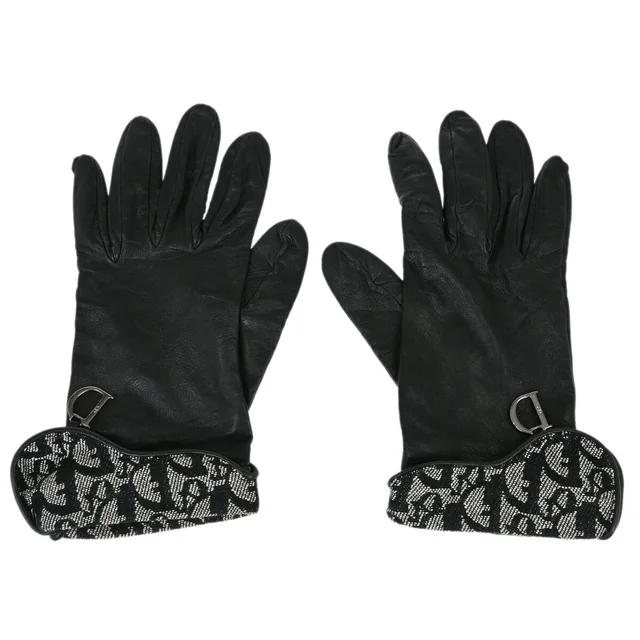 Dior Gloves Lambskin Trotter Black Small Good in Black Lambskin from AMORE Vintage Tokyo