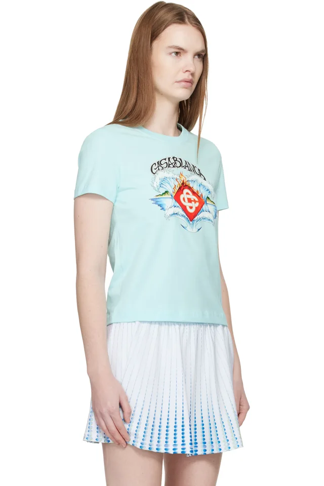 Casablanca Blue Waves Fitted T-shirt, photo 2 of 4 from SSENSE