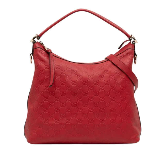 Red Gucci Small Guccissima Miss GG Hobo Satchel in Red Leather from Designer Revival