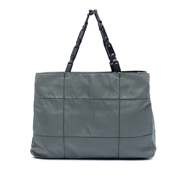 Gray Prada Impuntu Tessuto Chain Tote in Grey Nylon from Designer Revival