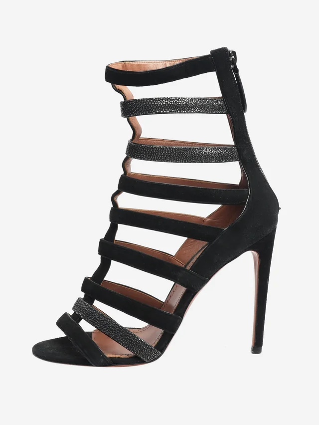 Alaïa Black gladiator heels - size EU 37.5 (UK 4.5) in Black Leather from Sign of the Times