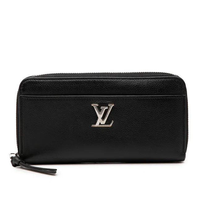 Black Louis Vuitton Leather Lockme Zippy Wallet in Black Leather from Designer Revival
