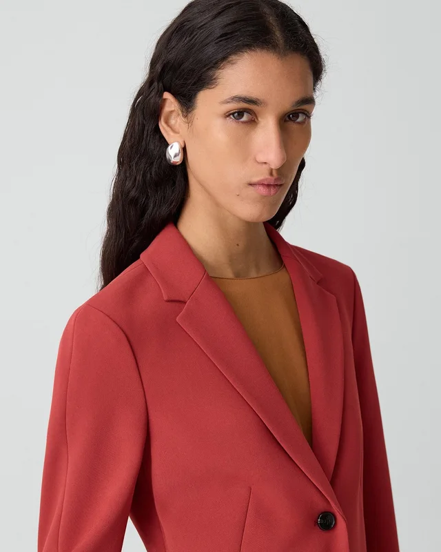 Theory Fitted Blazer in Admiral Crepe in CLARET, photo 11 of 12 from Theory