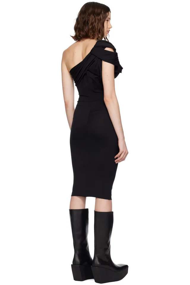 Rick Owens Black Concordians Twist Minidress, photo 3 of 4 from SSENSE
