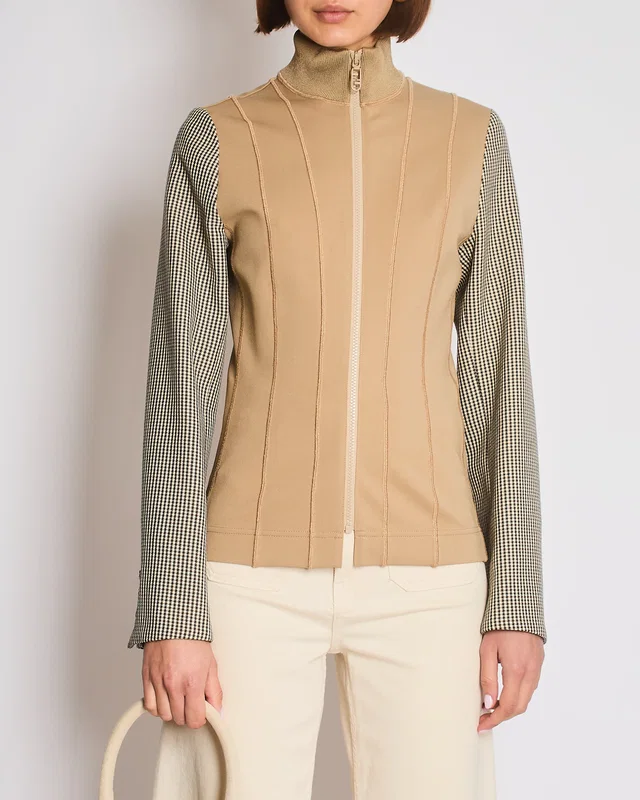 Fendi Camel Panelled Houndstooth Jacket Size IT 40 (UK 8) in Brown from Sellier