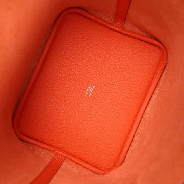 Hermès Picotin Lock 22 Tangerine Clemence Palladium Hardware in Clemence leather from Madison Avenue Couture, photo 7 of 8