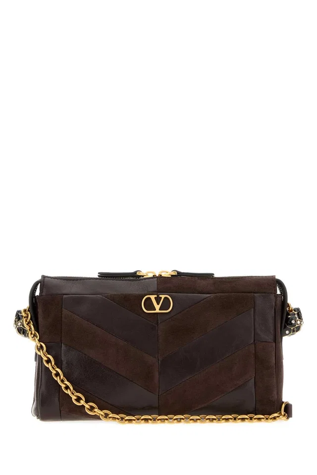 Valentino Garavani Quilted Suede & Leather Shoulder Bag — Brown in Brown Suede from HEWI